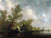 River Landscape with Ferry and Cottages